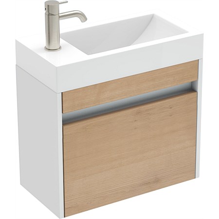 LeVivi Capri 500mm Slim Wall-Hung Vanity White/Ranfurly Oak