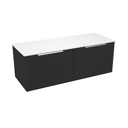 LeVivi Positano 1200mm Solid Surface Wall-Hung Vanity Side By Side Double Drawers Matt Black