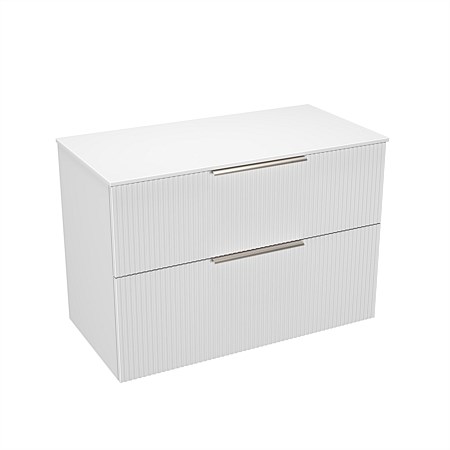 LeVivi Positano 900mm Solid Surface Wall-Hung Vanity Double Drawer Matt White