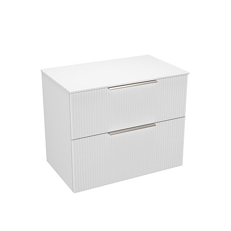 LeVivi Positano 750mm Solid Surface Wall-Hung Vanity Double Drawer Matt White