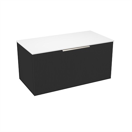LeVivi Positano 900mm Solid Surface Wall-Hung Vanity Single Drawer Matt Black