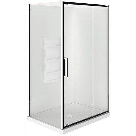 Levivi Kingston Square 1200x800mm 2 Sided RH Moulded Wall Shower Enclosure with Centre Waste Chrome