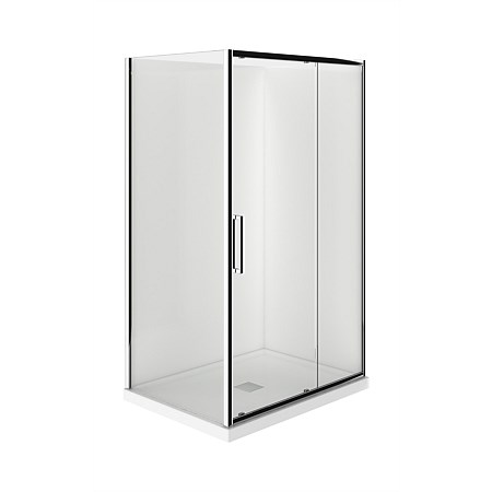 Levivi Kingston Square 1200x800mm 2 Sided RH Flat Wall Shower Enclosure with Centre Waste Chrome