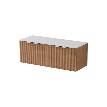 LeVivi Positano 1200mm Solid Surface Wall-Hung Vanity Side By Side Drawers Devon Oak