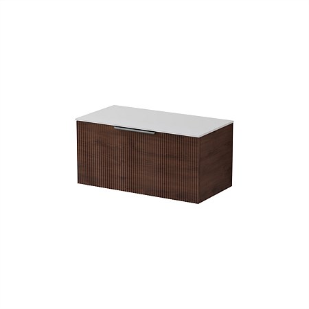 LeVivi Positano 900mm Solid Surface Single Drawer Vanity Walnut