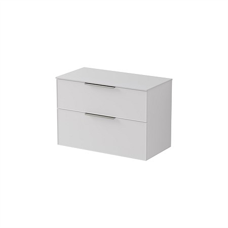 LeVivi Positano Edge 900mm Wall-Hung Solid Surface Double Drawer Vanity Matt White