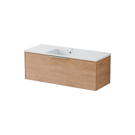 LeVivi Positano Edge Wall-Hung Vanity 1200mm Single Drawer Single Bowl Devon Oak