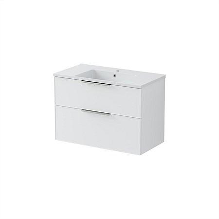LeVivi Positano Edge Wall-Hung Vanity 900mm Double Drawer Matt White