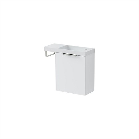 LeVivi Positano Edge 600mm Left Hand Wall-Hung Ensuite Vanity Matt White