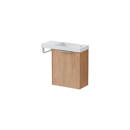 LeVivi Positano Edge 600mm Right Hand Wall-Hung Ensuite Vanity Devon Oak