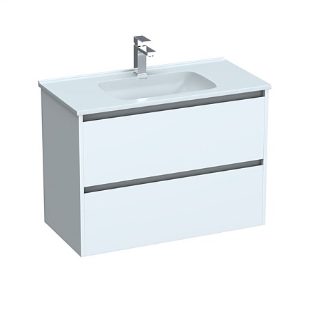 LeVivi Cibolo 900mm Double Drawer Wall-Hung Vanity White