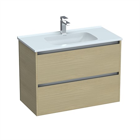 LeVivi Cibolo 900mm Double Drawer Wall-Hung Vanity Light Oak