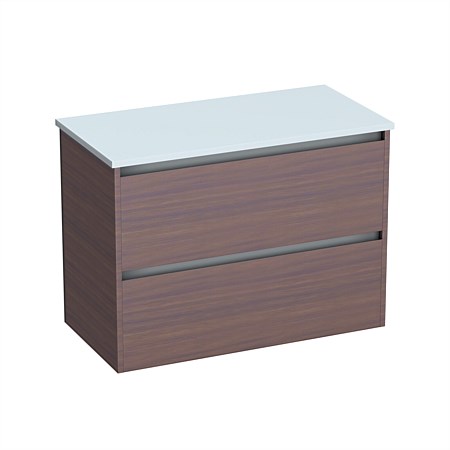 LeVivi Cibolo Prima 900mm Double Drawer Wall-Hung Vanity Walnut