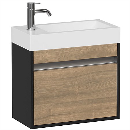 LeVivi Capri 500mm Slim Wall-Hung Vanity Black/Eucalyptus