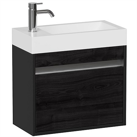 LeVivi Capri 500mm Slim Wall-Hung Vanity Black/Charred Oak