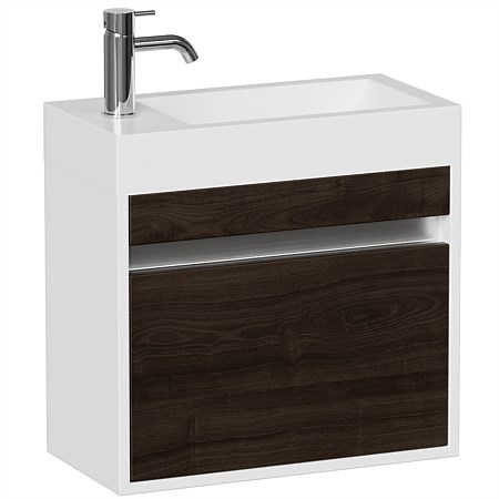 LeVivi Capri 500mm Slim Wall-Hung Vanity White/Dark Oak