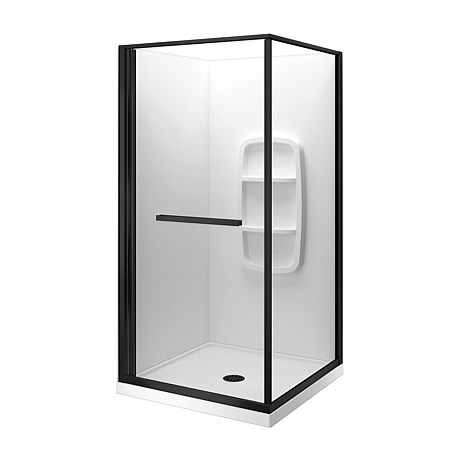 LeVivi Nest 1000mm Square Moulded Wall Shower Enclosure Black