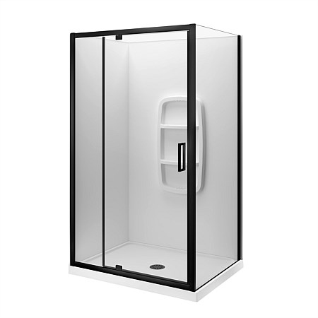 LeVivi Camden 1200x900mm Moulded Wall Shower Enclosure Left-hand Black