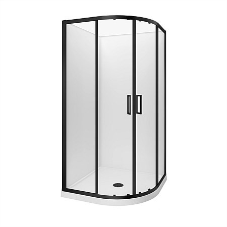 LeVivi Camden 1000mm Round Flat Wall Shower Enclosure Black